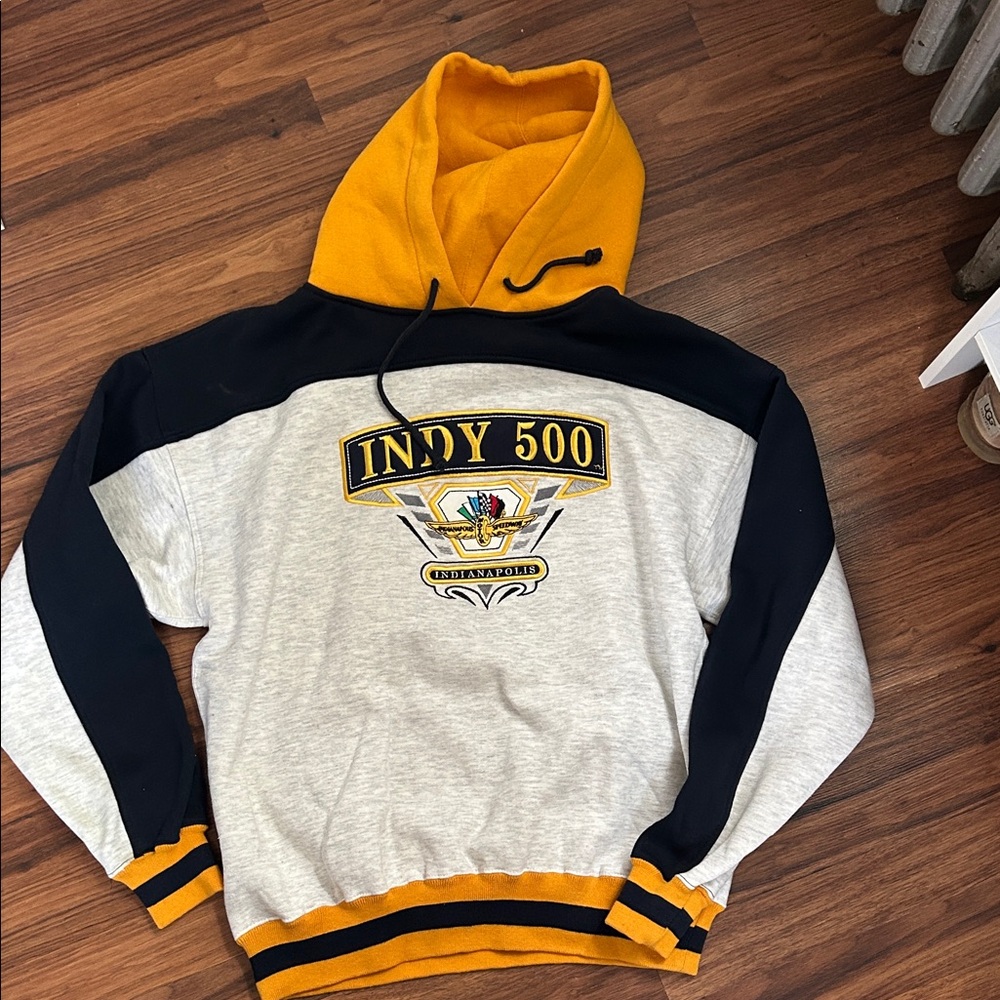 Indy 500 Indianapolis Motor Speedway Vintage Hoodie Sweatshirt Large Gray Nascar